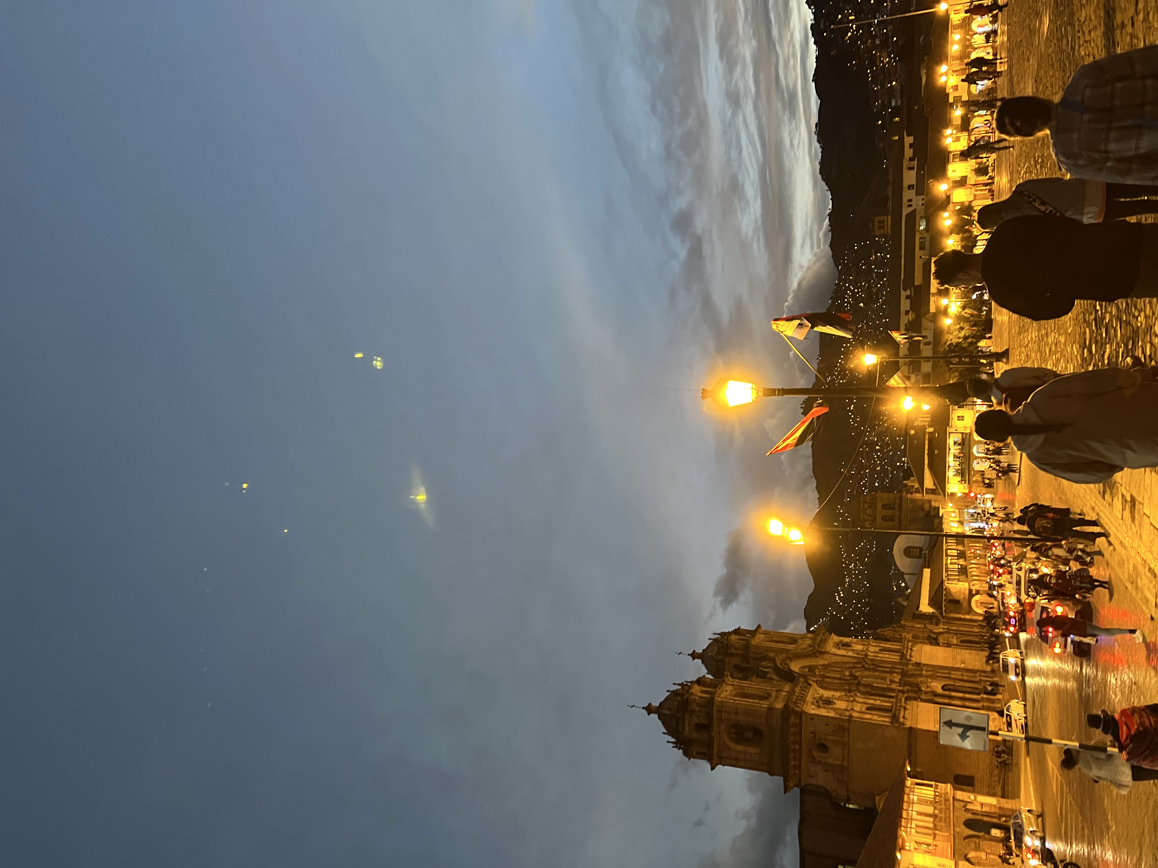 A plaza in Cusco, Peru at night