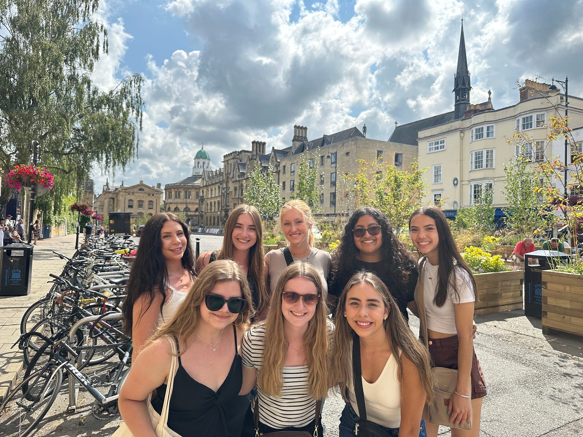 Students in Edson College's study abroad program in London pose for a group photo on the streets of Oxford.