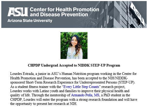 CHPDP Undergrad Accepted to NIDDK STEP-UP Program | Edson College of ...