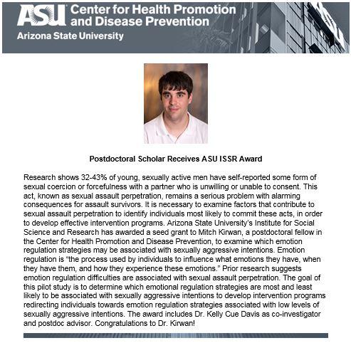 Postdoctoral Scholar Receives ASU ISSR Award Article