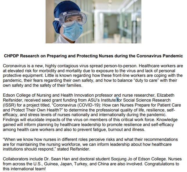 CHPDP Research on Preparing and Protecting Nurses during the Coronavirus Pandemic Article