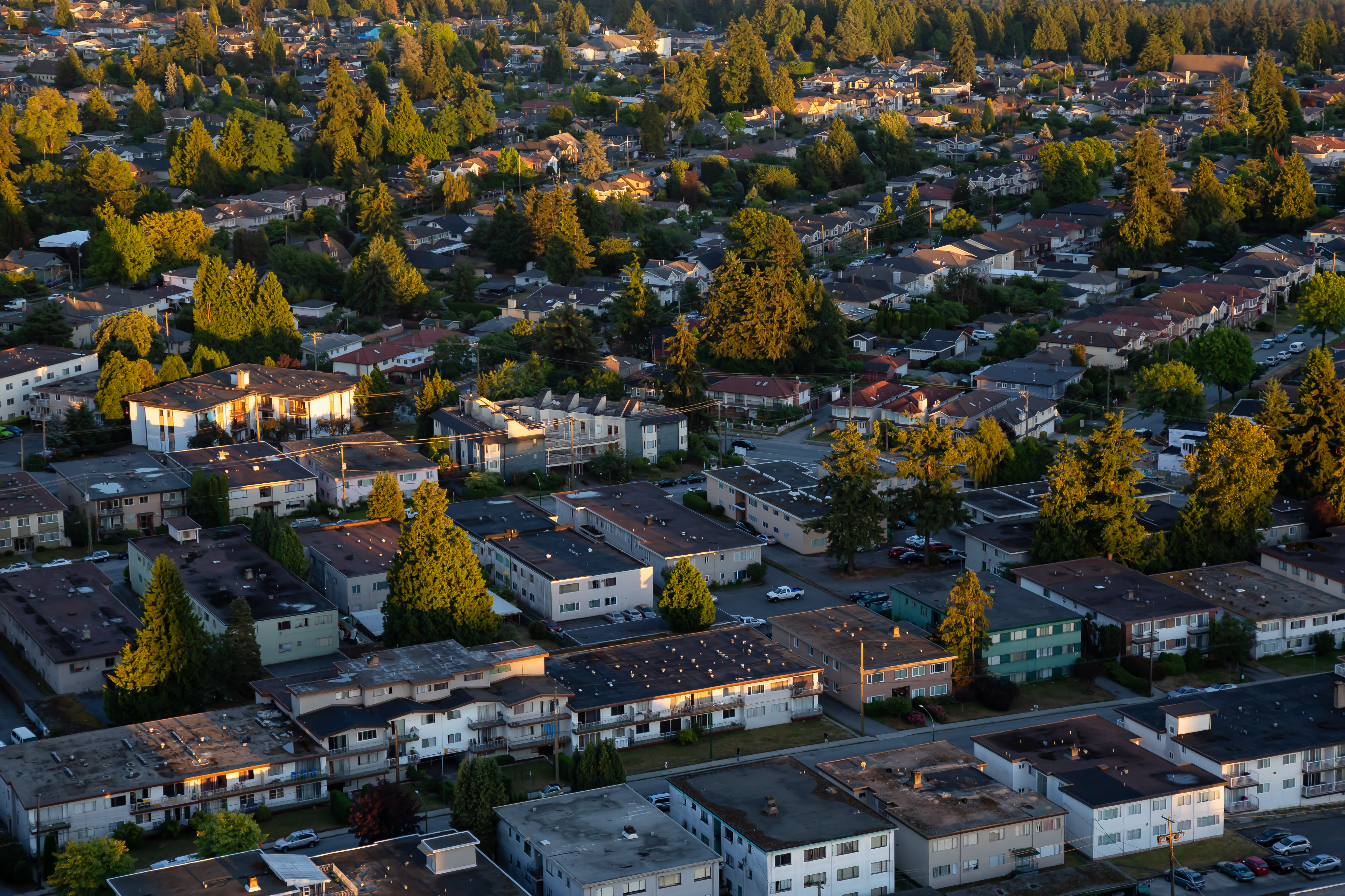 aerial shot of a suburban neighborhood
