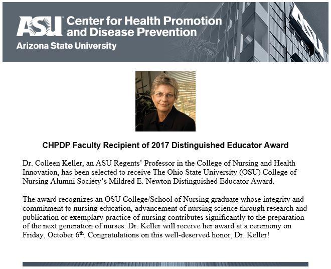CHPDP Faculty Recipient of 2017 Distinguished Educator Award