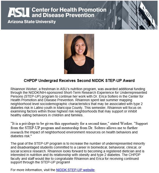 CHPDP Undergrad Receives Second NIDDK STEP-UP Award