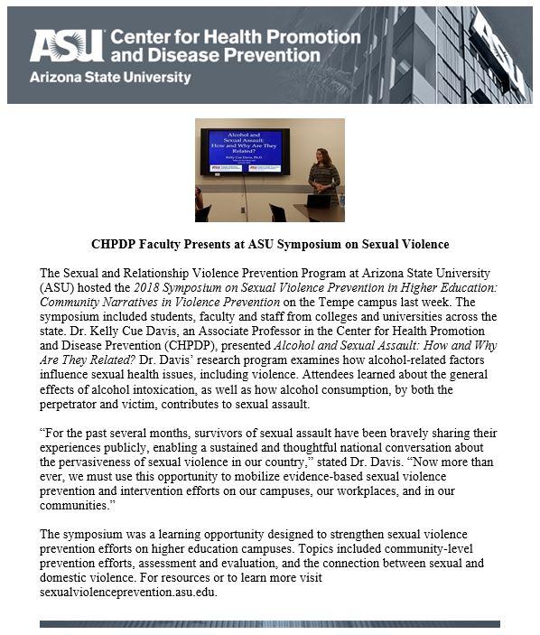 CHPDP Faculty Presents at ASU Symposium on Sexual Violence