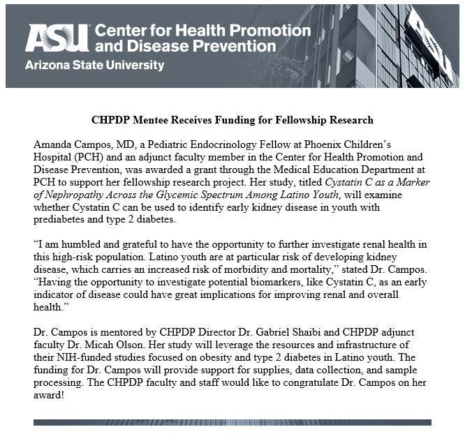 CHPDP Mentee Receives Funding for Fellowship Research
