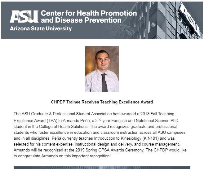 CHPDP Trainee Receives Teaching Excellence Award