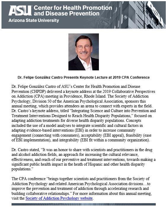 CHPDP Faculty Delivers Keynote Lecture at 2019 CPA Conference