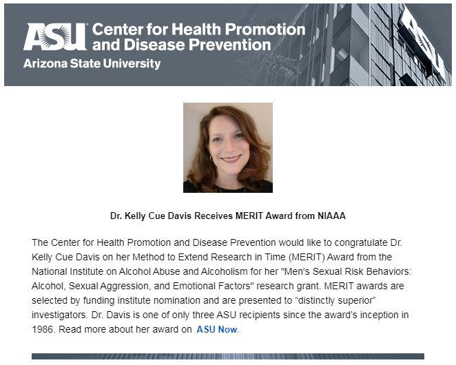 Dr. Kelly Cue Davis Receives MERIT Award from NIAAA Article