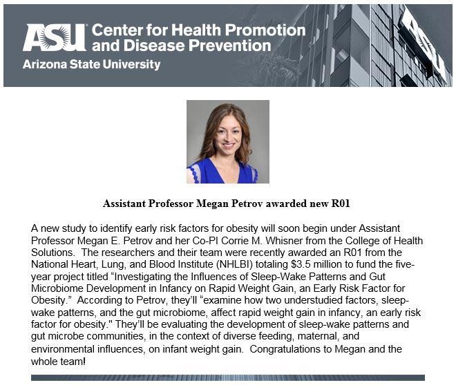 Assistant Professor Megan Petrov awarded new R01 Article