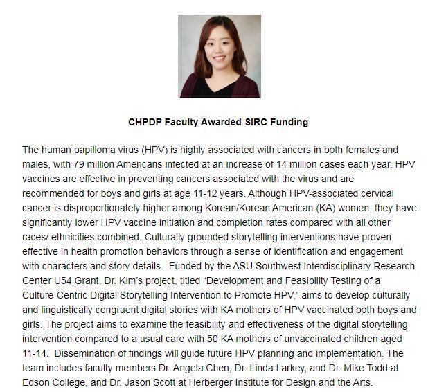 CHPDP Faculty Awarded SIRC Funding Article